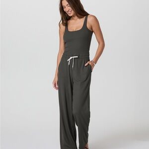Vuori Olive  Jumpsuit with White Drawstring NWT